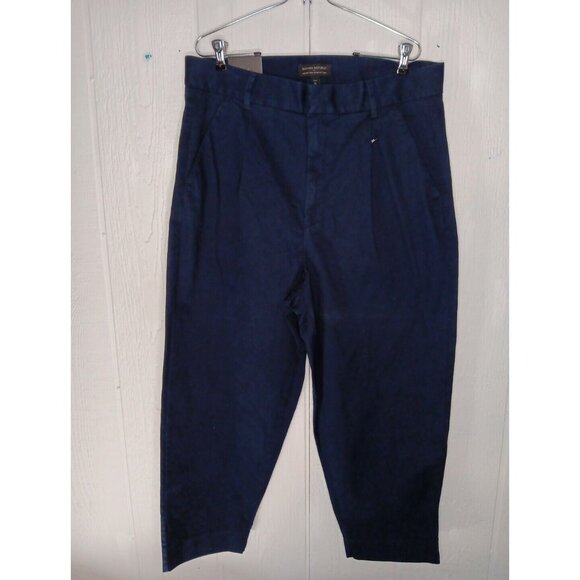 Banana Republic Women Petite 16 Pants Pleated Crop Authentic Chino Navy Blue NWT - Picture 3 of 7